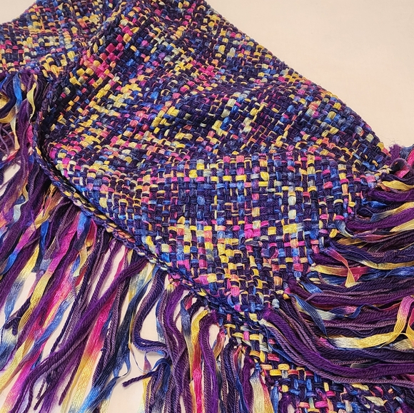 SHAWL HANDMADE - MULTICOLOR RIBBON WOVEN - GORGEOUS AND UNIQUE - Picture 8 of 11